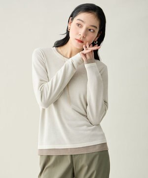  カラーレイヤードニットTシャツ