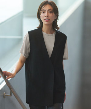 【洗える/吊り干しOK】ヴィスコースストレッチ ニットベスト