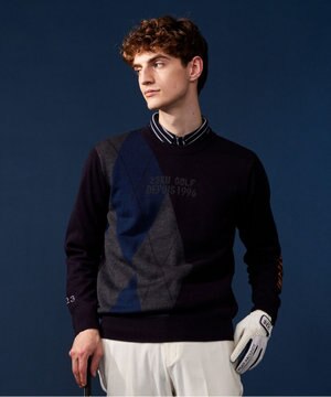  【MEN】【ウォッシャブル】ウールブレンド アーガイル ニット