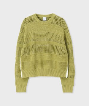  ミックスパターン クルーネックニット