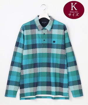  【MEN/キングサイズ】【吸水速乾・UVケア】 チェック柄プリント 長袖シャツ