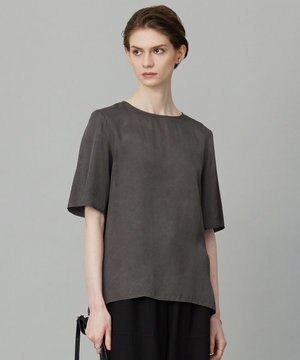  【洗える】 キュプラピグメントクロス ブラウス