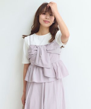  【セットアップ対応・洗える】リボンタフタ ビスチェ カットソー