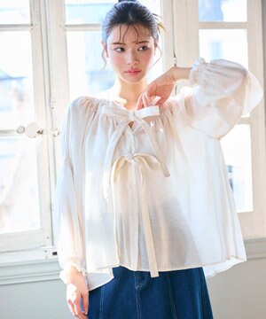  ダブルリボンシアー ブラウス