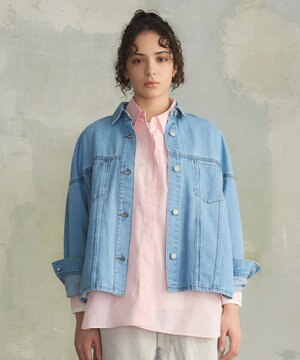  【WOMEN】ソフトワイドデニム シャツジャケット