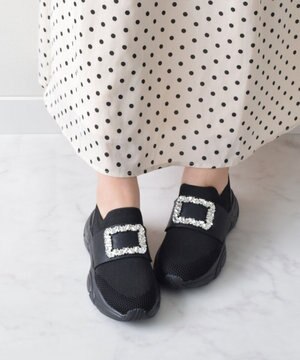 【Bridget Birkin】ビジューバックルニットスニーカー