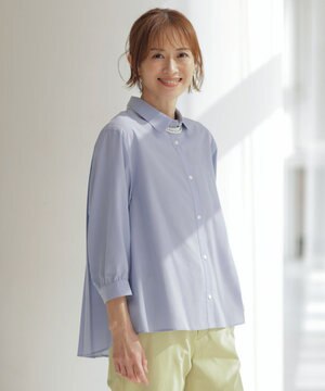 【洗える】スパンローン バックプリーツ ブラウス