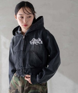  ヴィンテージウォッシュショートフードブルゾン