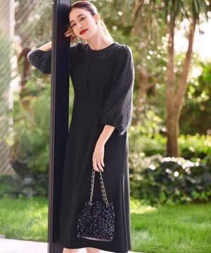  【Lily Calin】シャイニードットコンビ ドレス