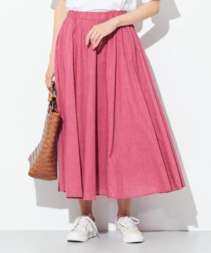  【ウエストゴム】シャンブレーライク スカート