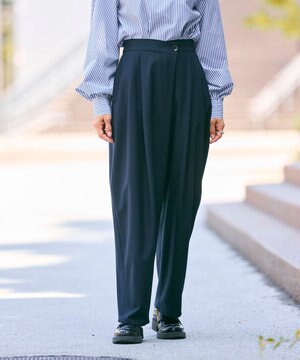  【洗える】スラントフロントコクーンパンツ