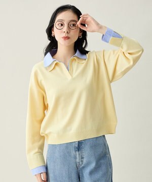  ファブリックコンビスキッパーニット