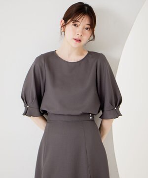  【速乾・接触冷感】スムージーポリエステル クルーネック ブラウス