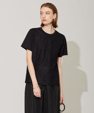  【洗える】レースコンビジャージー プルオーバー