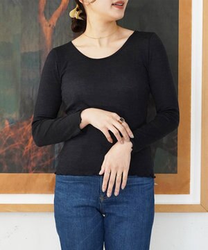  〈大草直子さんアドバイザー〉【天然素材】アルパカシルクリブ ロングT