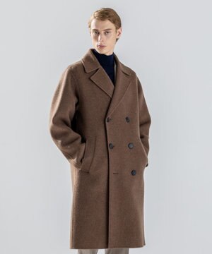  【LEON掲載】【新素材】ウールキャメルリバー　ダブルブレストチェスターコート