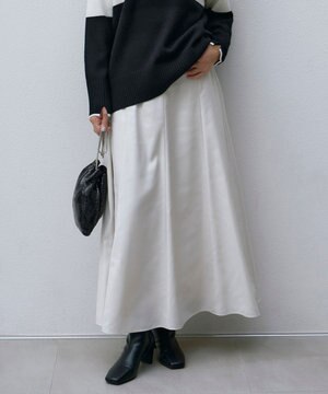  【洗える】サテンワックスヴィンテージ フレアスカート