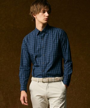  【綿100％】メランジギンガムチェック シャツ