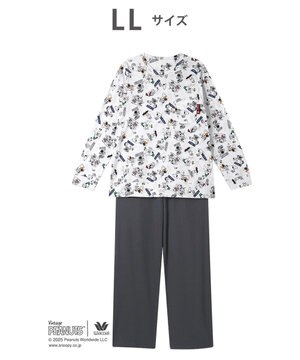  ワコール_リラックス＆スリープ パジャマ 長袖 長ズボン 綿100%(本体) PEANUTS スヌーピー レディース FDX554 /ワコール