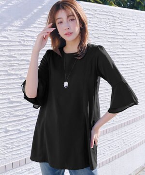  【新色追加】シフォンフレア袖チュニックブラウス