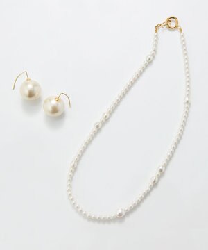 【セレモニーセット】クラスアップパールネックレス×ビッグパールフックピアスSET