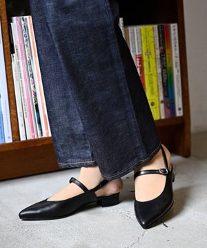  日本製 本革ベルト付きミュール