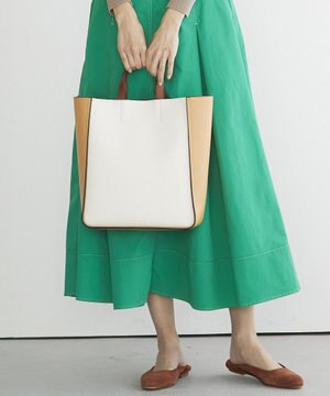  【TREASURE TOPKAPI】フェイクレザー バイカラー ショルダー付き トートバッグ