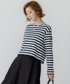  【CanCam４月号掲載/洗える】Armor-lux スムース バックボタン ボーダー カットソー