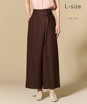  【L-size】CAROLE / リネンライクラップワイドパンツ