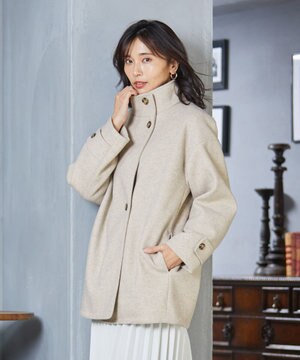 ファイバーウール スタンドカラーコート