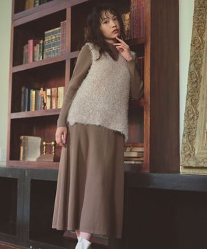  ジレ付きニット ワンピース