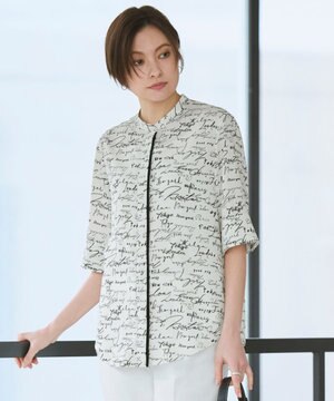  【30th ANNIVERSARY】5cityプリント バンドカラーブラウス