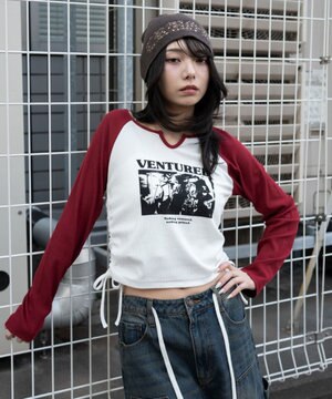  サイドドロストキーネックロンT