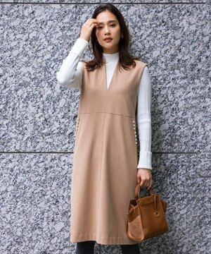  【パール釦付き】 ウールライクジャンパースカート