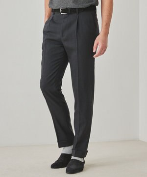  ロングセラー【洗える/折り目加工/シワになりにくい/ウエストアジャスター】ウォッシャブル サマーウール100％パンツ_定番色(1タック)25年モデル