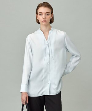  【接触冷感・洗える】Cu/Peソフトツイル デザインブラウス