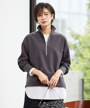  ニードルパンチ ハーフジップ カットソー