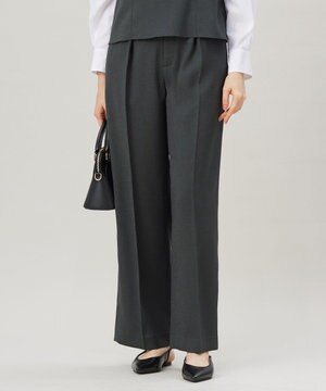  【セットアップ対応・接触冷感・洗える】リネンライクシンセティックワイドストレート パンツ