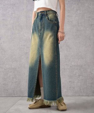  ヴィンテージウォッシュデニムロングスカート