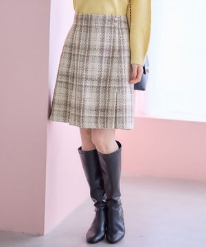  ファジーチェック ミニスカート