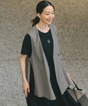  【洗える】シアーマットクロス ジレ