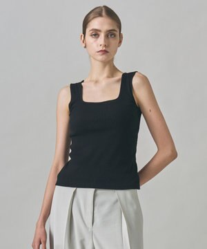  【洗える】【OUR WACOAL コラボ】カップイン スクエアネック タンクトップ