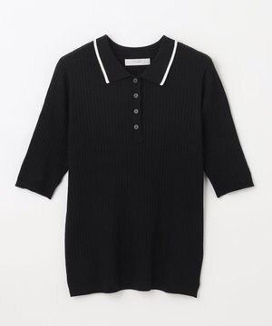  【洗濯機可能】ポロカラーニット