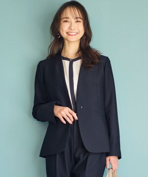  【洗える】褒めらレディノーカラー ジャケット