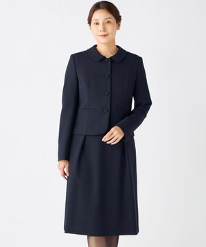  【お受験/セレモニーに】濃紺洗える/ストレッチワンピース+ジャケット