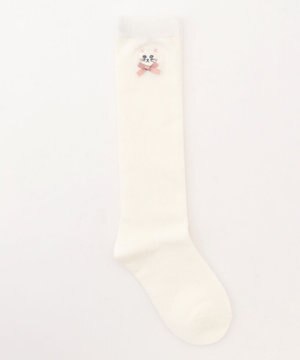 ネコ刺繍　ハイソックス