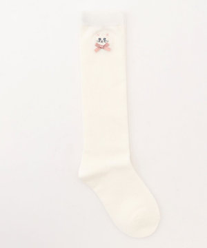 ネコ刺繍 ハイソックス