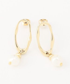  オーバルパールピアス（両耳用）