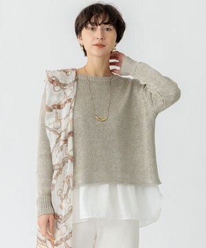 【洗える】ブライトリリーヤーン クルーネック ニット