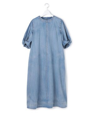  【WOMEN】ライトダンガリー ツイストスリーブワンピ－ス